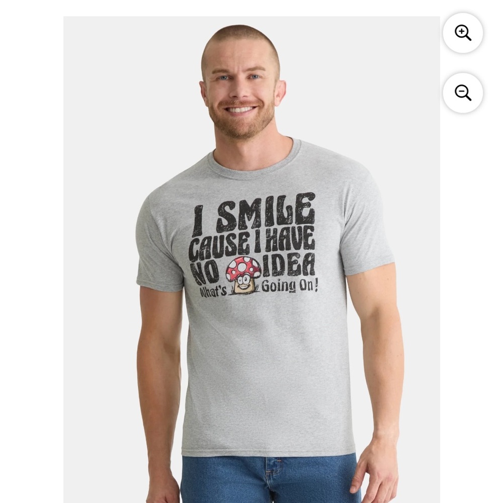 NWT “I smile” Gray Graphic T-Shirt